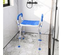 Homcom Rust-Free Aluminium Bath Chair With Adjustable Height In Dark Blue Dark Blue