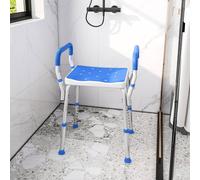 Homcom Rust-Free Aluminium Bath Chair With Adjustable Height In Dark Blue Dark Blue
