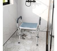 HOMCOM Rust-Free Aluminium Bath Chair with Adjustable Height, Light Blue HOMCOM Light Blue