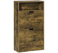 HOMCOM Slim Two-Drawer Shoe Cabinet Rustic Brown, Brown