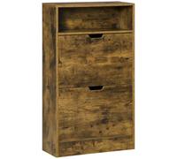 Homcom Shoe Cabinet With 2 Flip Doors, 2-Drawer Cupboard, Adjustable Divider In Brown Brown One Size