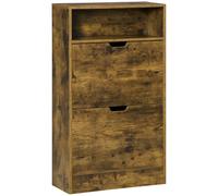 Shoe Cabinet with 2 Flip Doors, 2-Drawer Cupboard, Adjustable Divider HOMCOM Brown One Size