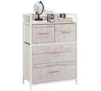 HOMCOM Rustic Chest of Four Fabric Drawers - Black