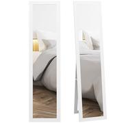 HOMCOM Rustic Full Length Mirror, 37 x 157 cm, Farmhouse Wall Hanging and Freestanding Floor Mirror for Living Room, Bedroom, White