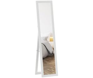 HOMCOM Rustic Full Length Mirror, 37 x 157 cm, Farmhouse Wall Hanging and Freestanding Floor Mirror for Living Room, Bedroom, White
