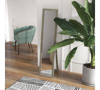 HOMCOM Free Standing Mirror w/ Anti-Slip Pads & Wood-Effect Frame for Bedroom, Hallway or Lounge, 155 x 40 cm, Grey Aosom UK