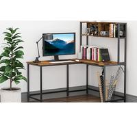 HomCom Rustic L-Shaped Corner Desk