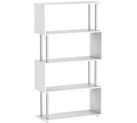 HOMCOM S Shape Bookcase, 5 Tiers Bookshelf, Modern Freestanding Storage Shelf for Home Office, Study, Living Room, 80 x 30 x 145cm, White White