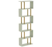 HOMCOM S-Shaped Bookshelf, 5-Tier Bookcase, Freestanding Storage Shelves with Anti-Tip Strap for Living Room, Light Green