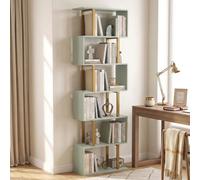 Homcom S-Shaped Bookshelf, 5-Tier Bookcase With Anti-Tip Strap, Light Green