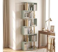 Homcom S-Shaped Bookshelf, 5-Tier Bookcase With Anti-Tip Strap, Light Green