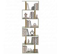 Homcom S-Shaped Bookshelf, 5-Tier Bookcase With Anti-Tip Strap, Light Green