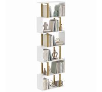 HOMCOM S-Shaped Bookshelf, 6-Tier Bookcase with Anti-Tip Strap, White HOMCOM White