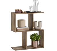 HOMCOM S-Shaped Side Table 3-Tier 50W x 19.5D x 58H cm, Oak | Narrow End Table, Storage Shelves, Modern Nightstand, Living Room, Bedroom