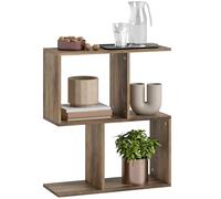 HOMCOM S-Shaped Side Table, 3-Tier Narrow End Table with Storage Shelves, Modern Nightstand for Living Room, Bedroom, 50W x 19.5D x 58H cm, Oak