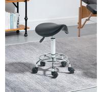 HOMCOM Saddle Chair, Rolling Salon Stool for Massage Spa Clinic Beauty, Black