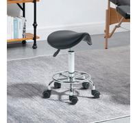 HOMCOM Saddle Chair - Rolling Salon Stool for Beauty, Massage, Spa & Clinic (Black) 503-009V70BK