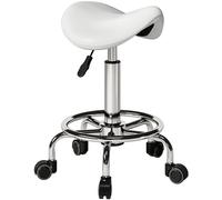 Homcom Saddle Chair, Rolling Salon Stool For Massage Spa In White White