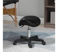 Homcom Adjustable Saddle Stool Rolling Salon Chair For Spa Massage Beauty