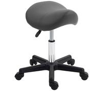 Portland Grey Adjustable Rolling Salon Saddle Stool