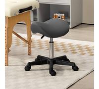 HOMCOM Saddle Stool Adjustable Rolling Salon Chair for Massage Spa Beauty in Grey HOMCOM Grey