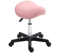 Saddle Stool Adjustable Rolling Salon Chair for Massage Spa Beauty Pink HOMCOM Pink One Size
