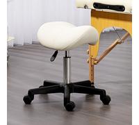 HOMCOM Saddle Stool Adjustable Rolling Salon Chair for Massage Spa Beauty White