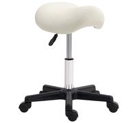 HOMCOM Saddle Stool Adjustable Rolling Salon Chair for Massage Spa Beauty White
