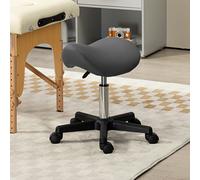 HOMCOM Saddle Stool Adjustable Rolling Salon Chair For Massage Spa Beauty Grey, Grey