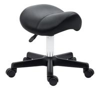 HOMCOM Saddle Stool Adjustable Rolling Salon Chair with Steel Frame Black | PU Leather, Massage, Spa, Beauty, Tattoo