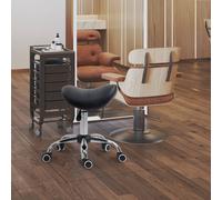 Homcom Saddle Stool Hydraulic Rolling Faux Leather Height Adjust Mobility Chair In Black Black One Size