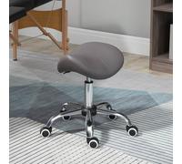 HOMCOM Saddle Stool Hydraulic Rolling Faux Leather Height Adjust Mobility Chair in Grey HOMCOM Grey