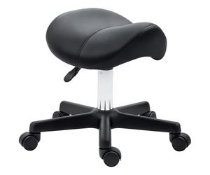 HOMCOM Saddle Stool, PU Leather Adjustable Rolling Salon Chair with Steel Frame for Massage, Spa, Beauty and Tattoo, Black