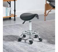 Homcom Saddle Stool Rolling Salon Chair For Massage Beauty And Tattoo Black Black