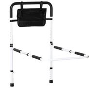 HOMCOM Safety Bed Rail, Height Adjustable Bed Assist Rail with Storage Pocket, Grab Bar for Disabled and Senior, White Aosom UK