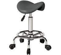 HOMCOM Salon Saddle Stool, Rolling Saddle Chair for Massage, Spa, Clinic, Beauty, Hairdressing and Tattoo, Grey