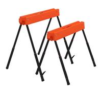 Homcom Saw Horses Twin Pack, Sawhorses With Height Adjustable Legs, Orange Orange
