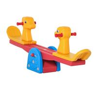 HOMCOM Seesaw for Children, Teeter Totter with Easy-Grip Handles for 1-4 Years, Indoor Outdoor Playground Equipment with 2 Seats, Multicolour