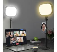 HOMCOM Selfie Light for Video Conference Lighting, Dimmable Desk Lamp with Stand Phone Holder, 5 Colour Modes & 10 Brightness Levels, Memory Function for Home Office, Recording, Video Calls, Black