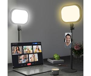 HOMCOM Selfie Light for Video Conference Lighting, Dimmable Desk Lamp with Stand Phone Holder, 5 Colour Modes & 10 Brightness Levels, Memory Function for Home Office, Recording, Video Calls, Black