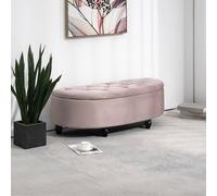 Homcom Semi-Circle Bed End Bench Ottoman With Storage Tufted Upholstered Accent Seat Footrest Stool With Rubberwood Legs For Bedroom & Entryway In Pink Pink