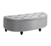 HOMCOM Semi-Circle Storage Ottoman Bench Tufted Upholstered Accent Footrest