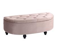 Homcom Semi-Circle Storage Ottoman Bench Tufted Upholstered Pink