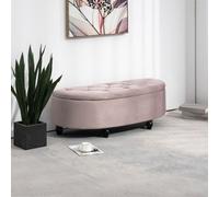 Homcom Semi-Circle Storage Ottoman Bench Tufted Upholstered Pink