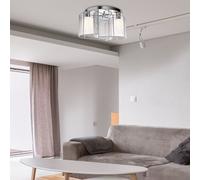 HOMCOM Semi-Flush Mount Ceiling Light w/ Metal Base for Living Room Dining Room in White HOMCOM White