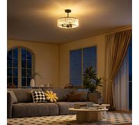 Homcom Semi Flush Mount Modern Crystal Chandelier Ceiling Light, Black Black 40cm diameter x 25cm high