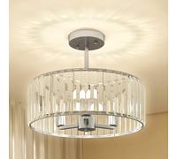 Homcom Semi Flush Mount Modern Crystal Chandelier Ceiling Light, Silver Tone Silver