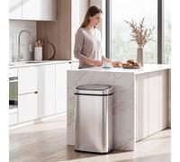 Homcom Sensor Bin 68L Automatic Kitchen Waste Dust Touchless In Silver Silver