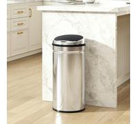 HOMCOM Sensor Bin, Stainless Steel Kitchen Bin with Automatic Close - Silver - Φ30.5 x 68 cm - Stainless Steel, ABS, PP