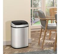 HOMCOM 58L Automatic Stainless Steel, Touchless Bin - Silver, Silver